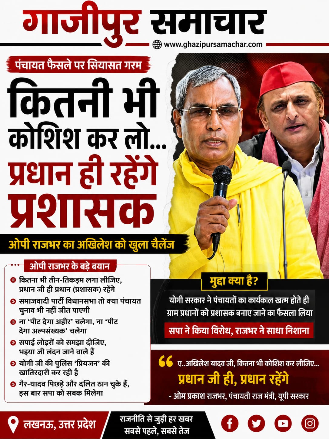 ओपी राजभर का अखिलेश को खुला चैलेंज