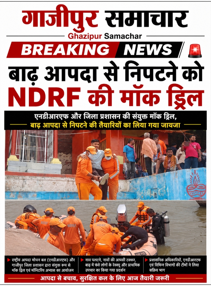 बाढ़ आपदा से निपटने को NDRF की मॉक ड्रिल।
