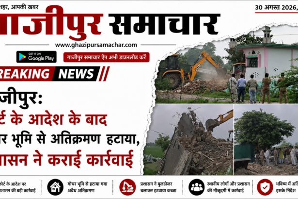 गाजीपुर गोचर भूमि से अवैध मजार हटाई गई