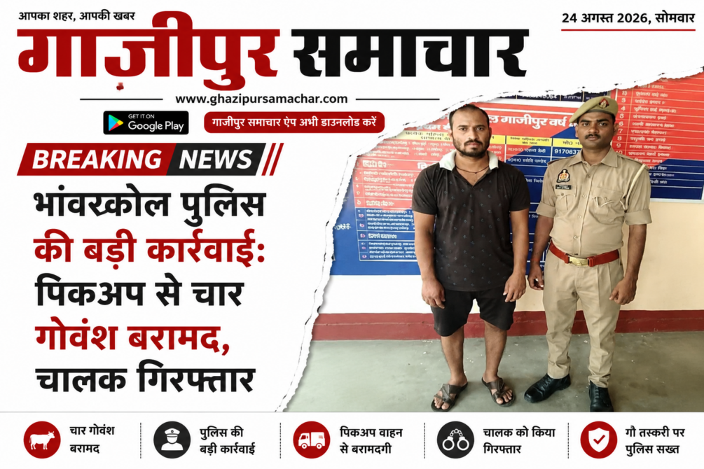 पिकअप से बरामद गोवंश गाजीपुर